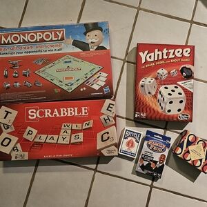 Monopoly, Scrabble, and Yahtzee Board Game Set